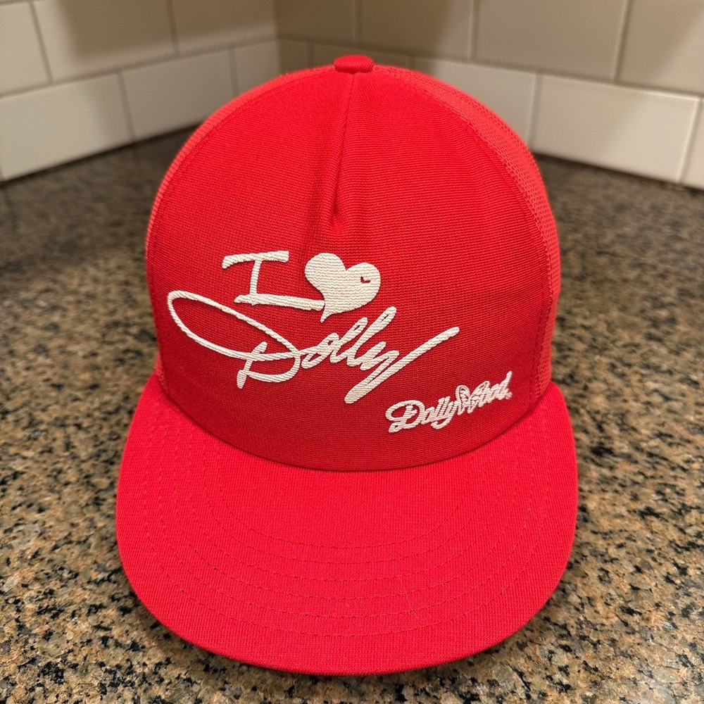 DollyDead I Love Dolly Red Mesh Snapback Hat Made in USA Adjustable